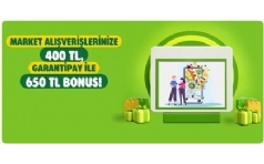 Bonus ile Kasm Ay Market Alverilerinize 650 TL Bonus Hediye