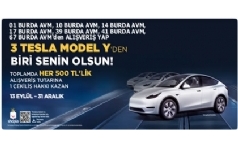 Burda AVM'ler Tesla Model Y ekili Kampanyas