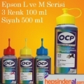 Epson L ve M Serisi Uyumlu 3 Renk 100 ml Siyah 500 ml Ocp Mrekkep (cretsiz Kargo)
